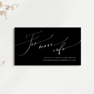 Whimsical Minimalist Script Black Wedding Website Enclosure Card