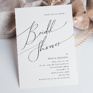 Whimsical Minimalist Script Bridal Shower Invitation