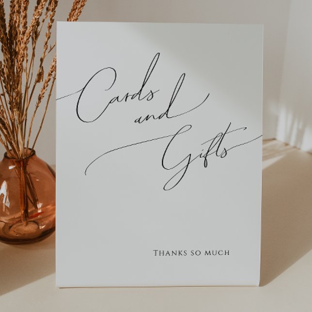 Whimsical Minimalist Script Cards and Gifts Pedestal Sign (Creator Uploaded)