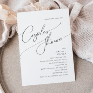 Whimsical Minimalist Script Couples Shower Invitation