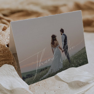 Whimsical Minimalist Script Folded Thank You Card