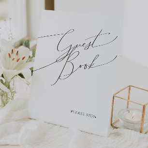 Whimsical Minimalist Script Guest Book Pedestal Sign