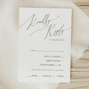 Whimsical Minimalist Script Menu Choice RSVP Card