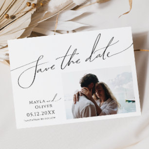 Whimsical Minimalist Script Photo Horizontal Save The Date