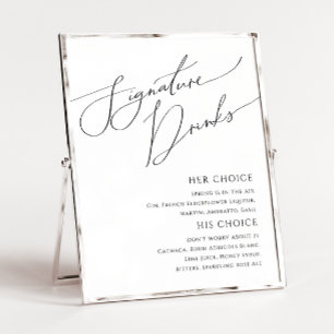 Whimsical Minimalist Script Signature Drinks Sign