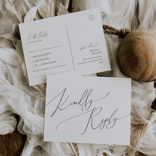 Whimsical Minimalist Script Song Request RSVP Postcard (Creator Uploaded)