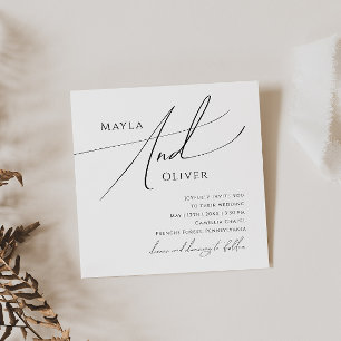 Whimsical Minimalist Script Square Wedding Invitation