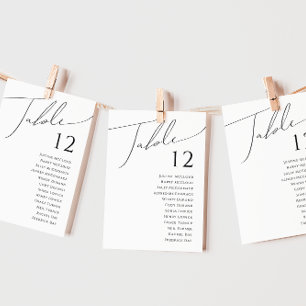 Whimsical Minimalist Script Table Number Chart