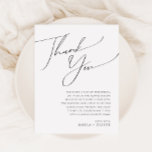 Whimsical Minimalist Script Table Thank You Card<br><div class="desc">This whimsical minimalist script table thank you card is perfect for your classic simple black and white minimal modern boho wedding. The design features elegant, delicate, and romantic handwritten calligraphy lettering with formal shabby chic typography. The look will go well with any wedding season: spring, summer, fall, or winter! The...</div>