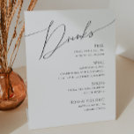 Whimsical Minimalist Script | Wedding Drinks Menu Pedestal Sign<br><div class="desc">This whimsical minimalist script | wedding drinks menu pedestal sign is perfect for your classic simple black and white minimal modern boho wedding. The design features elegant, delicate, and romantic handwritten calligraphy lettering with formal shabby chic typography. The look will go well with any wedding season: spring, summer, fall, or...</div>
