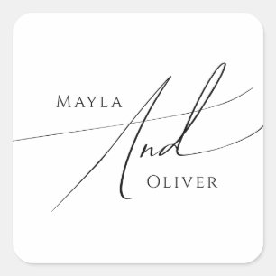 Whimsical Minimalist Script Wedding Envelope Seals