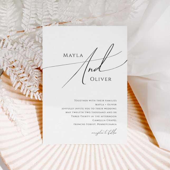Whimsical Minimalist Script Wedding Invitation (Creator Uploaded)