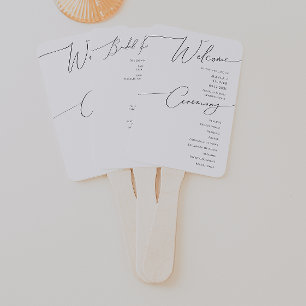 Whimsical Minimalist Script Wedding Program Hand Fan