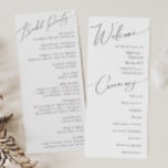 Whimsical Minimalist Script Wedding Program Programme<br><div class="desc">This whimsical minimalist script wedding program is perfect for your classic simple black and white minimal modern boho wedding. The design features elegant, delicate, and romantic handwritten calligraphy lettering with formal shabby chic typography. The look will go well with any wedding season: spring, summer, fall, or winter! The product is...</div>