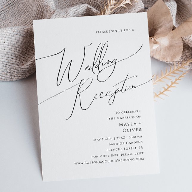 Whimsical Minimalist Script Wedding Reception Invi Invitation (Creator Uploaded)