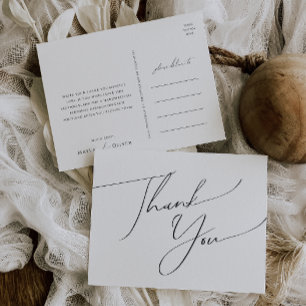 Whimsical Minimalist Script Wedding Thank You Postcard
