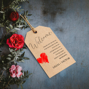 Whimsical Minimalist Script   Wedding Welcome Gift Tags