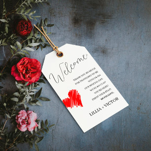 Whimsical Minimalist Script   Wedding Welcome Gift Tags