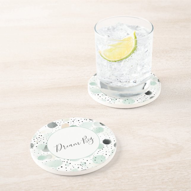 Whimsical Mint Black Cream Dots   Coaster (Side)