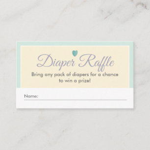 Whimsical Mint Cream Frog Baby Diaper Raffle Enclosure Card
