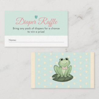 Whimsical Mint Frog Baby Shower Diaper Raffle Enclosure Card