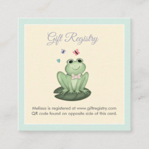 Whimsical Mint Green Frog Baby Shower Registry QR Enclosure Card