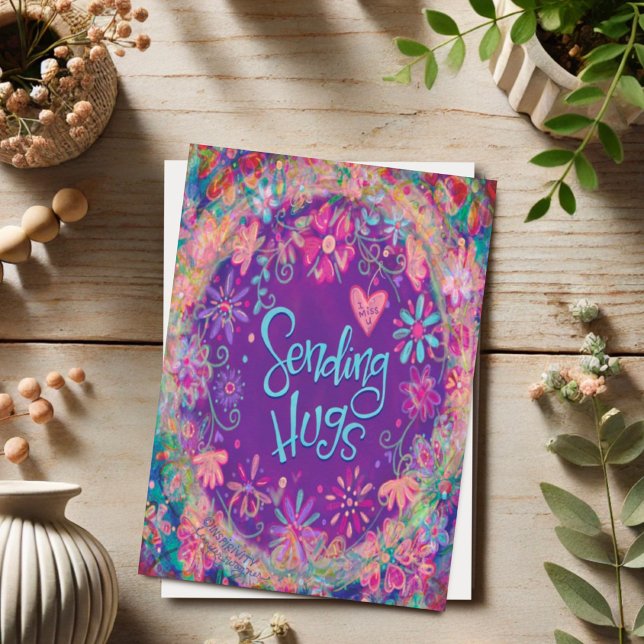 Whimsical Miss You Pretty Floral Inspirivity Card (Creator Uploaded)