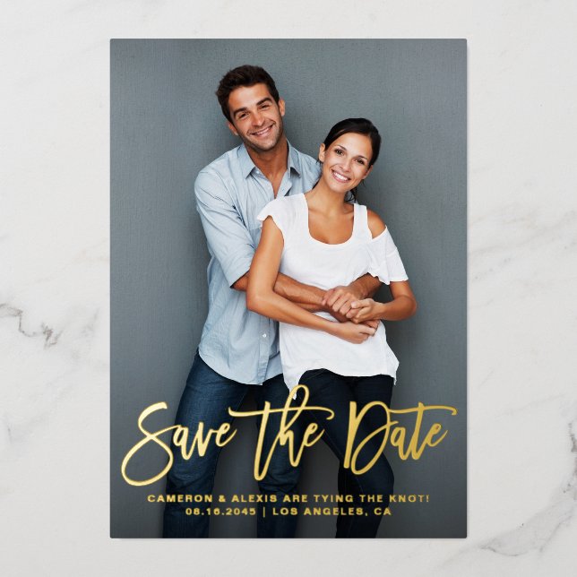 Whimsical Modern Calligraphy Save the Date Photo  (Front)