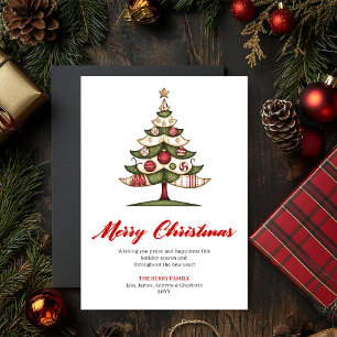 Whimsical Modern Christmas Tree Greeting Printable Holiday Card