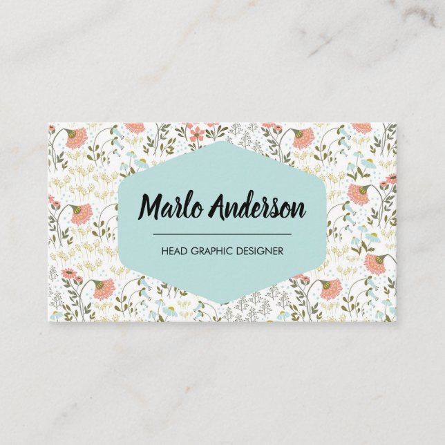 Whimsical Modern Flower Business Card (Front)