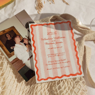 Whimsical Modern Pink & Red Wedding Invitation