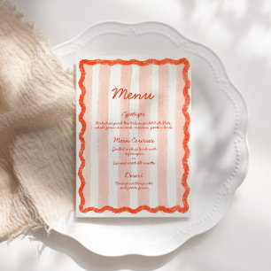 Whimsical Modern Pink & Red Wedding Menu Invitation