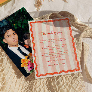Whimsical Modern Pink & Red Wedding Thank you  Invitation