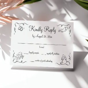 Whimsical Modern Wedding RSVP Card