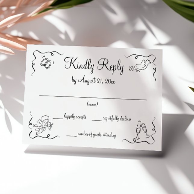 Whimsical Modern Wedding RSVP Card (Creator Uploaded)