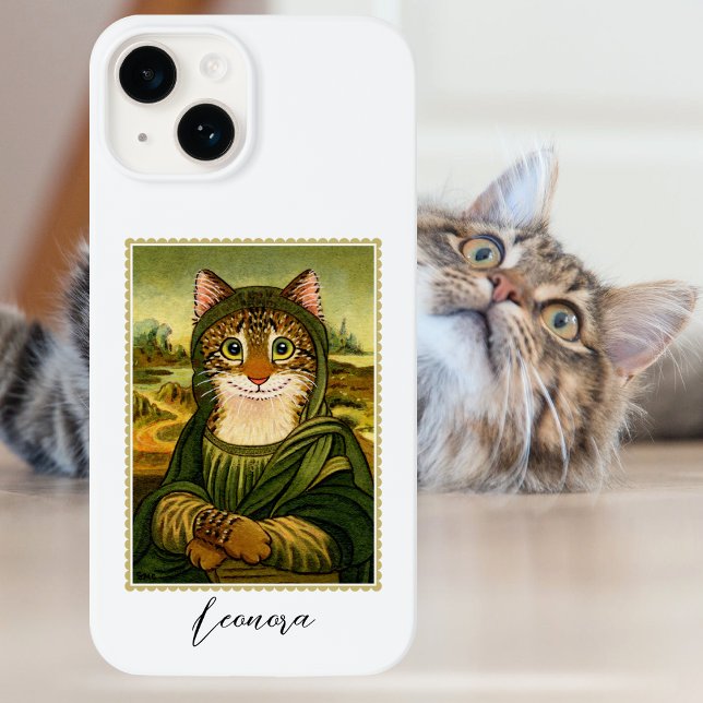Whimsical Mona Lisa Cat Custom Name Case-Mate iPhone Case (Creator Uploaded)
