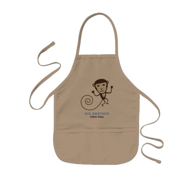 Whimsical Monkey Big Brother Kids Apron (Front)