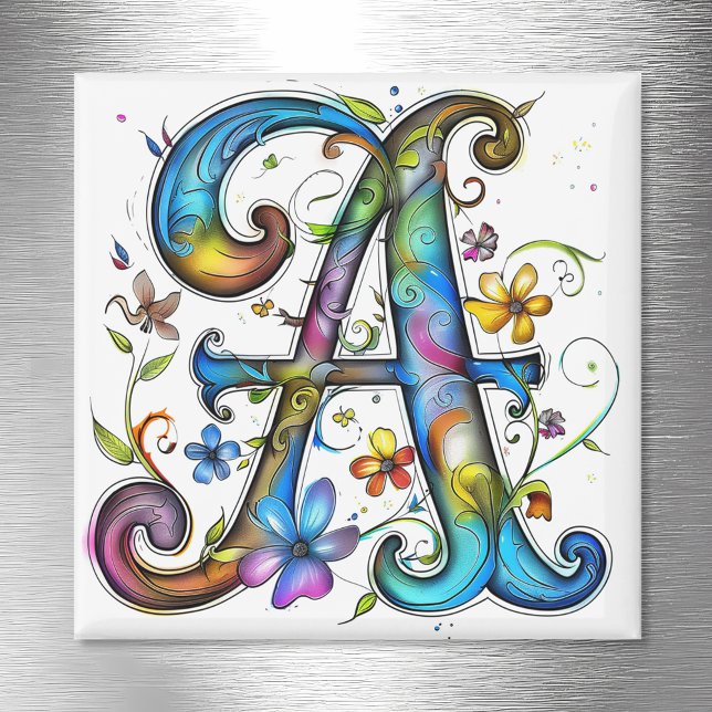 Whimsical Monogram A Magnet (Creator Uploaded)
