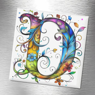 Whimsical Monogram D Magnet