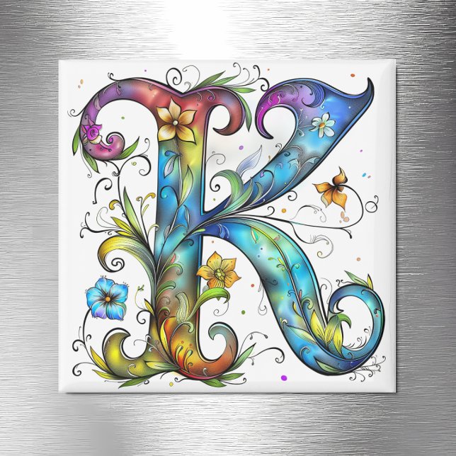 Whimsical Monogram K Magnet (Creator Uploaded)