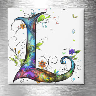 Whimsical Monogram L Magnet
