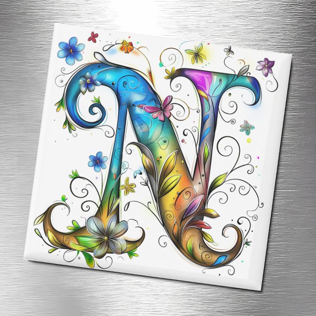 Whimsical Monogram N Magnet (Creator Uploaded)