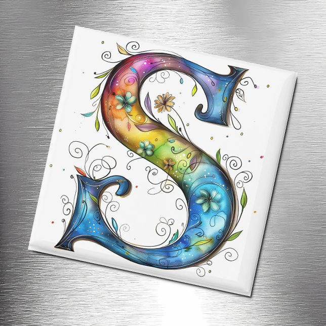 Whimsical Monogram S Magnet (Creator Uploaded)