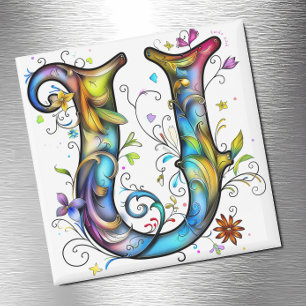 Whimsical Monogram U Magnet