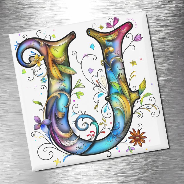Whimsical Monogram U Magnet (Creator Uploaded)
