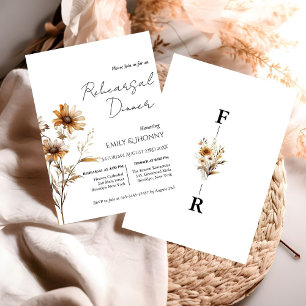 Whimsical Monogram Wildflower Rehearsal Dinner Invitation