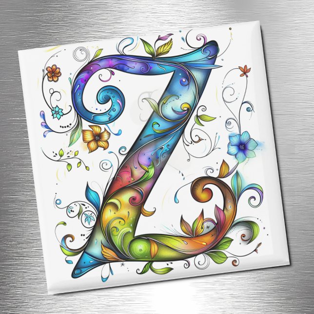 Whimsical Monogram Z Magnet (Creator Uploaded)