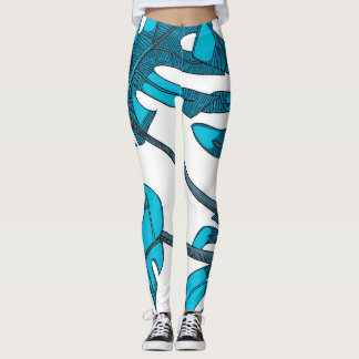 Whimsical, monstera leaf design leggings