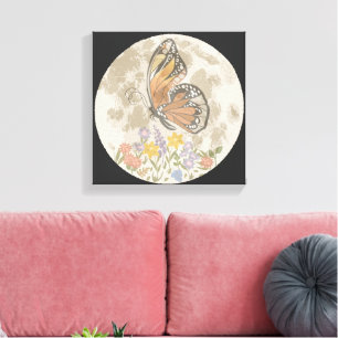 Whimsical Moon Flower Canvas Print