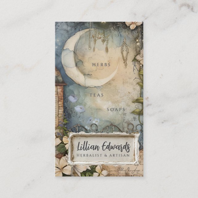 Whimsical Moon Garden Business Card (Front)